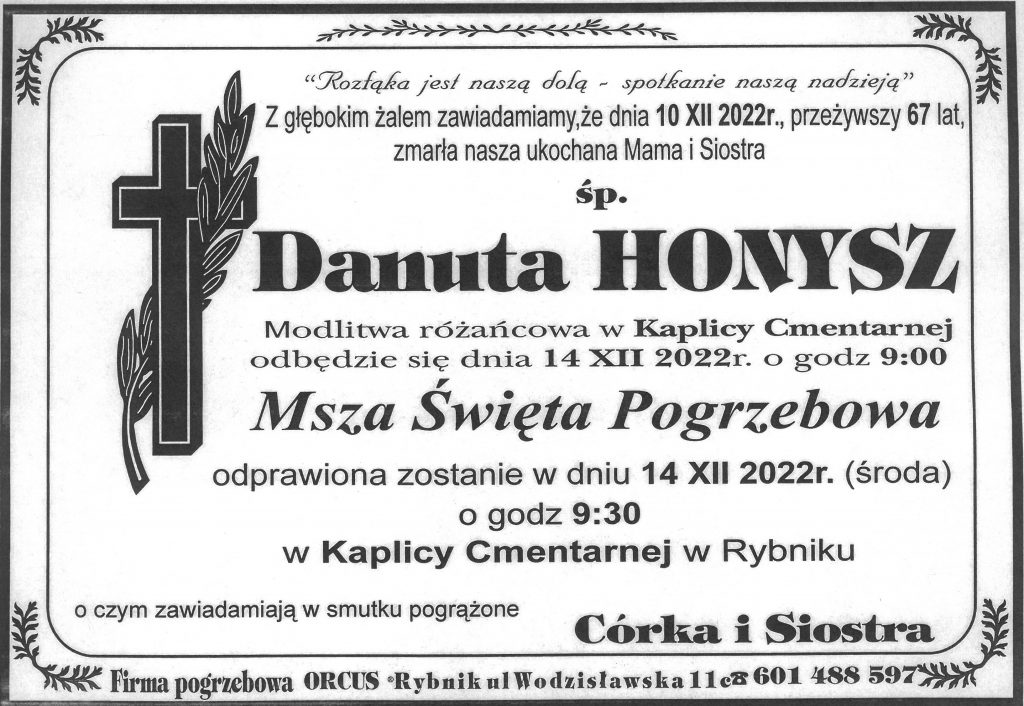 Ostatnie pożegnanie Danuty Honysz